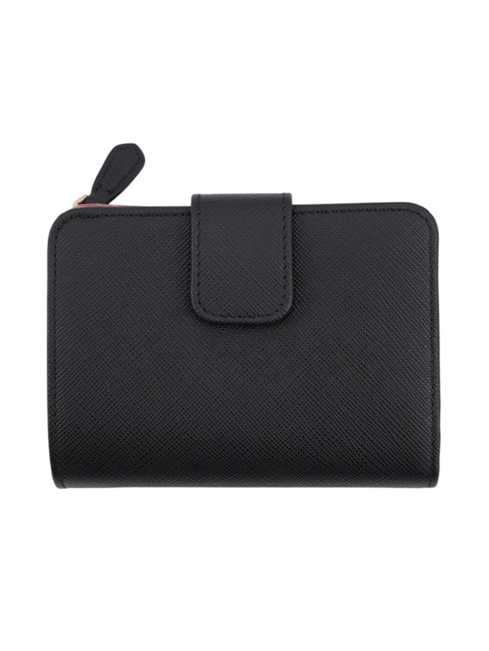 Prada Bifold Wallet Lip Motif Compact Saffiano Leather Black - Picture 3 of 9